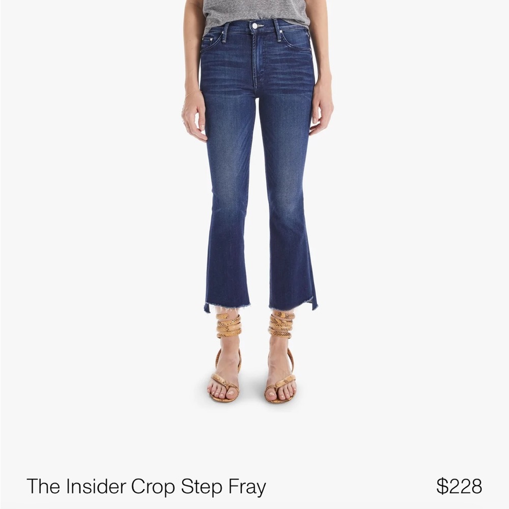 Mother The Insider Crop Step Fray Jeans in Sweet and Sassy medium denim